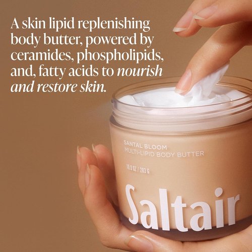 Saltair Multi-Lipid Body Butter - 24-Hour Hydration & Barrier Support - Ceramides, Coconut Oil & Shea Butter - Coral Coast, 10oz