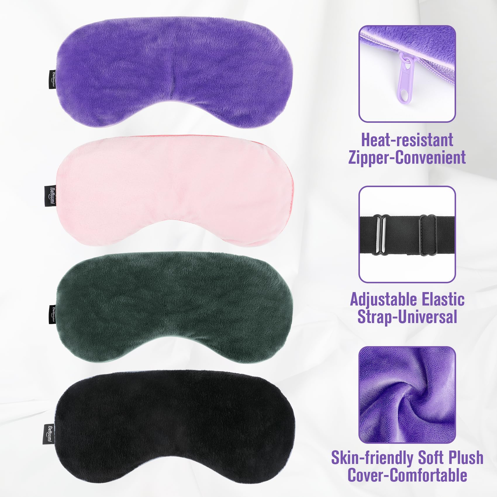 BeHoomi Heated Eye Mask, Weighted Sleep Mask Warm Compress for Eyes, Cooling Eye Mask for Sleeping, Reusable Eye Masks for Home, Office, Hot and Cold for Eye Relaxation, Gifts for Women (Purple)