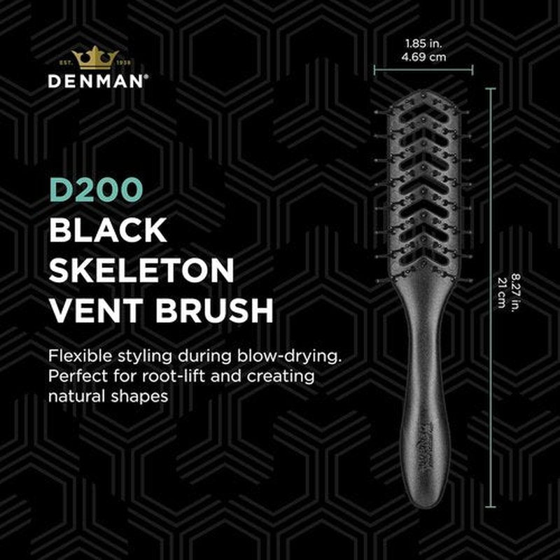 Jack Dean by Denman D200 Flexible Vent Brush - Ideal Styling Tool for All Hair Types (Black)