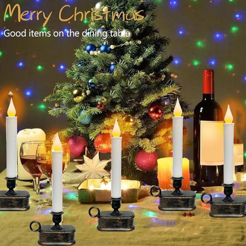 Skiennix 4 Pack Window Candles - Battery Operated LED Flameless Taper Candles for Christmas Decor | Bronze Base