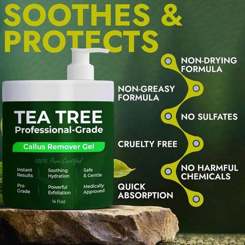 Skiennix Callus Remover Gel - Extra Strength Treatment with Tea Tree Oil | 14 fl oz | 50 Applications + 3 Pumice Stones