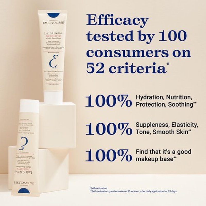 Embryolisse Lait Creme Sensitive Moisturizer. Hypoallergenic Face & Body Cream for All Skin Types With Aloe Vera & Shea Butter. Fragrance Free & Suitable for Sensitive Skin, 1.01 Fl Oz