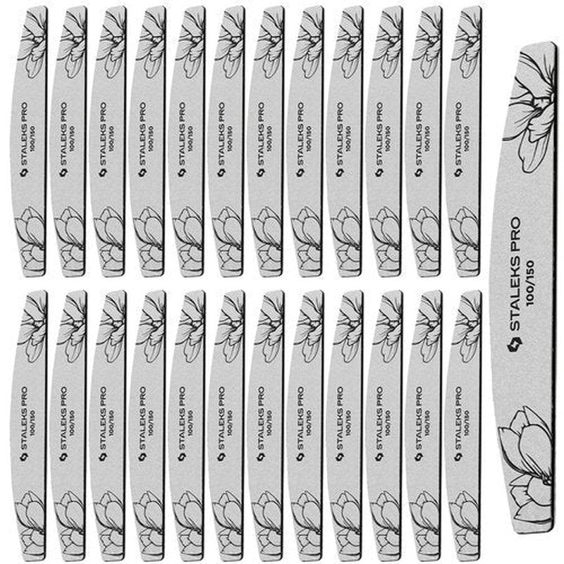 STALEKS PRO Expert 40 Crescent Mineral Nail File (100/150 Grit, 25 Pcs) – Professional Double-Sided File for Artificial & Thick Natural Nails