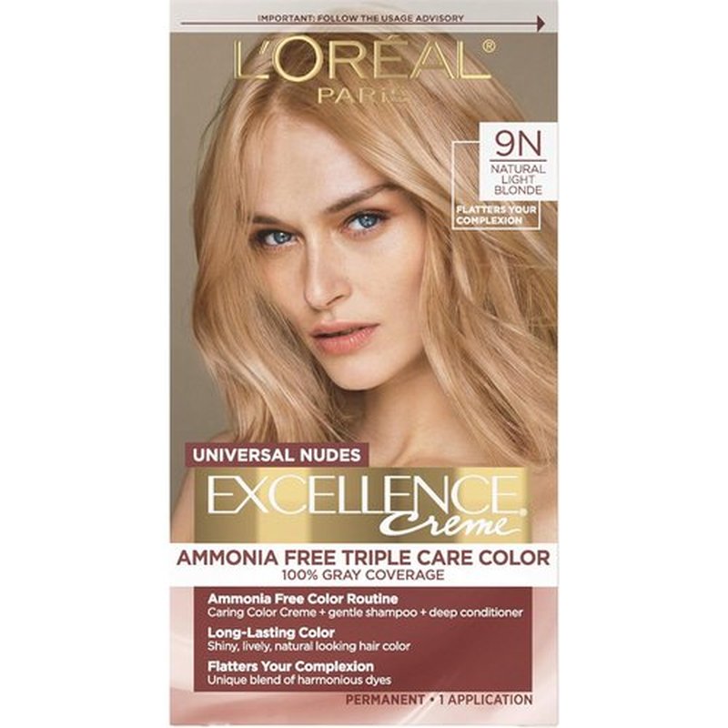 L’Oreal Paris Excellence Hair Color - Ammonia-Free Gray Coverage | 9N Natural Light Blonde Kit