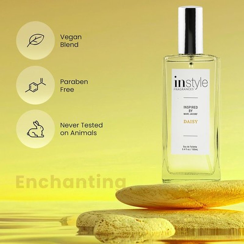 Instyle Fragrances Daisy Inspired Women's Eau de Toilette - Clean, Vegan, Paraben-Free | 3.4 Fl Oz