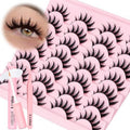 Losha Lashes Spiky Manga Lashes 14 Pairs Anime False Eyelashes 8D Wispy Eye Lashes Kit with Lash Glue and Lash Tweezers Natural Soft Fake Eyelashes (Cutes)