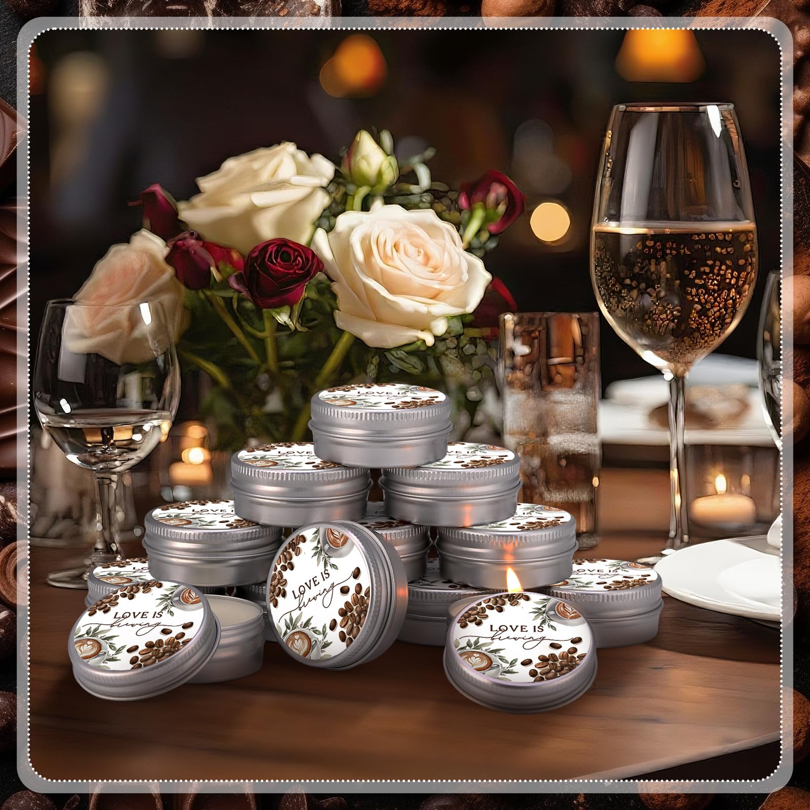 MTLEE 50 Pcs Love is Brewing Bridal Shower Candles Gift Favors for Guests 1 oz Lavender Scented Soy Wax Aromatherapy Coffee Candle Favors for Wedding Party Guests