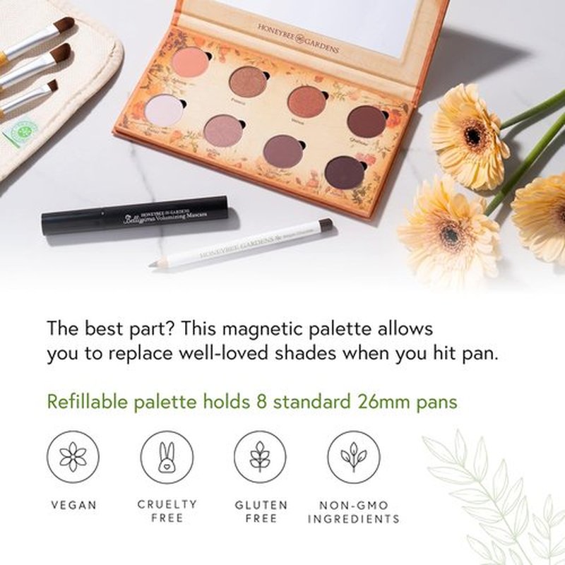 Honeybee Gardens Nude Renaissance Eye Shadow Palette - 8 Neutral Shades, Matte & Shimmer, Vegan & Talc-Free