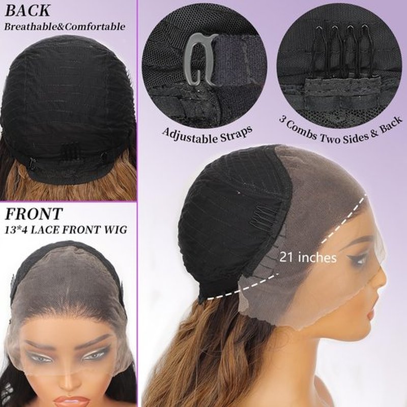 AISI HAIR 13×4 HD Ombre Blonde Lace Front Wigs for Women - Pre Plucked Long Body Wavy Synthetic Lace Wig with Baby Hair, Beginner Friendly, Natural Looking, Free Part 28 Inch