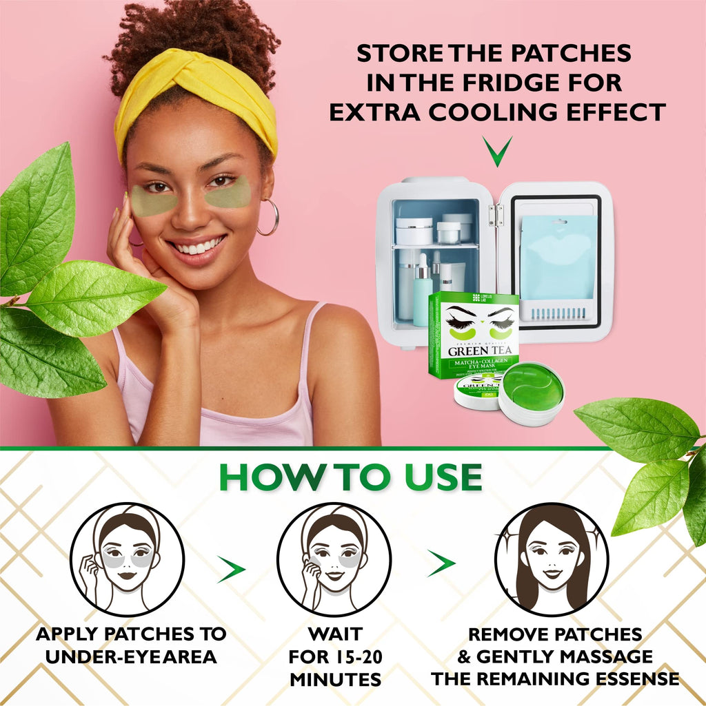Lorelis Lab Under Eye Mask for Puffy Eyes, Dark Circles, Eye Bags, Puffiness, Wrinkles with Collagen - Hydrating - Green Tea Skincare - Anti-Aging Eye Patch Treatment Masks - 60 Under Eye Gel Pads