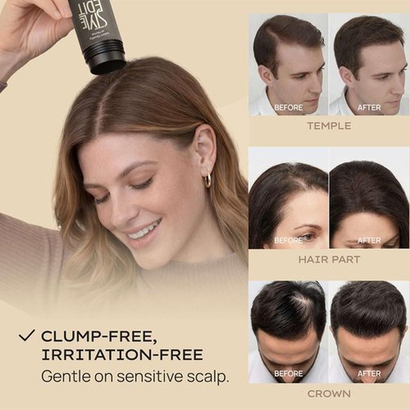 Style Edit Hair Building Fibers - Conceal Thinning Hair & Bald Spots | 100% Plant-Based, Dark Brown 0.88oz
