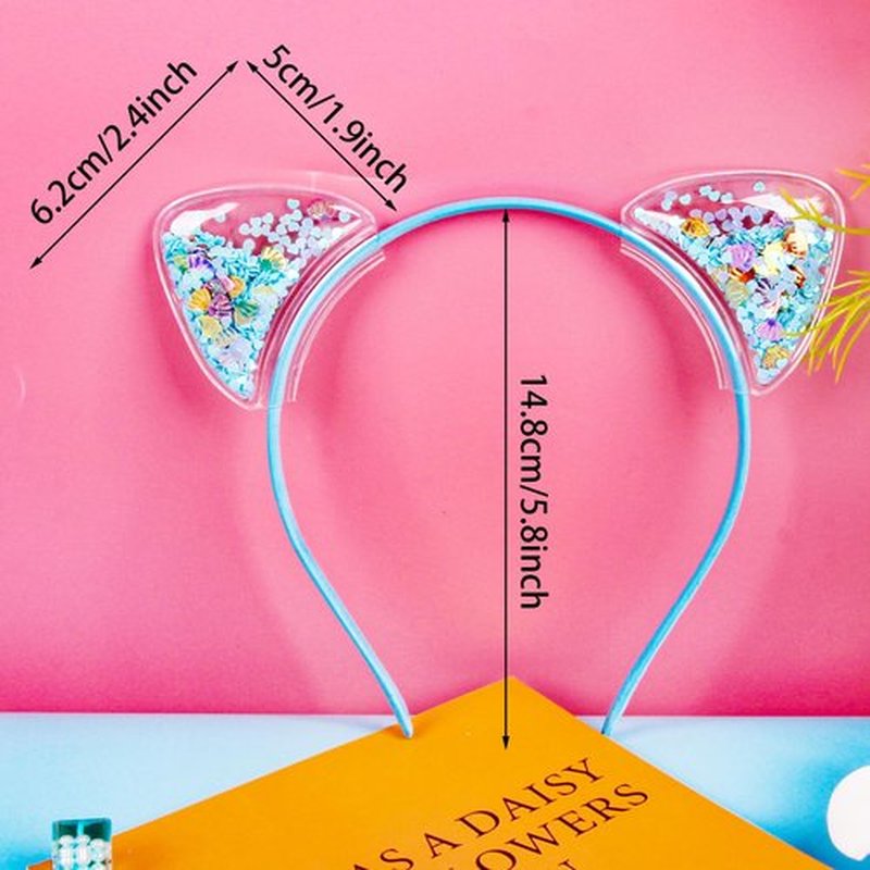 Santoddle Glitter Ears Headbands for Girls 7Pcs Glitter Cat Ears Headbands for Girls Boys Sparkly Cat Ear