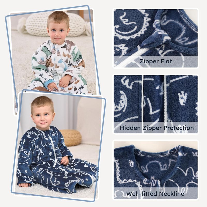 Yoofoss Baby Sleep Sack - Long Sleeve 1.5 Tog Fleece Wearable Blanket for 12-18 Months | Soft & Warm
