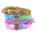 Lilly Pulitzer Mini Scrunchies, 4 Piece Scrunchie Set for Women and Girls, Cute Mini Hair Ties, Hair Bands for Women's Hair (Gold Lamé/Ombre)
