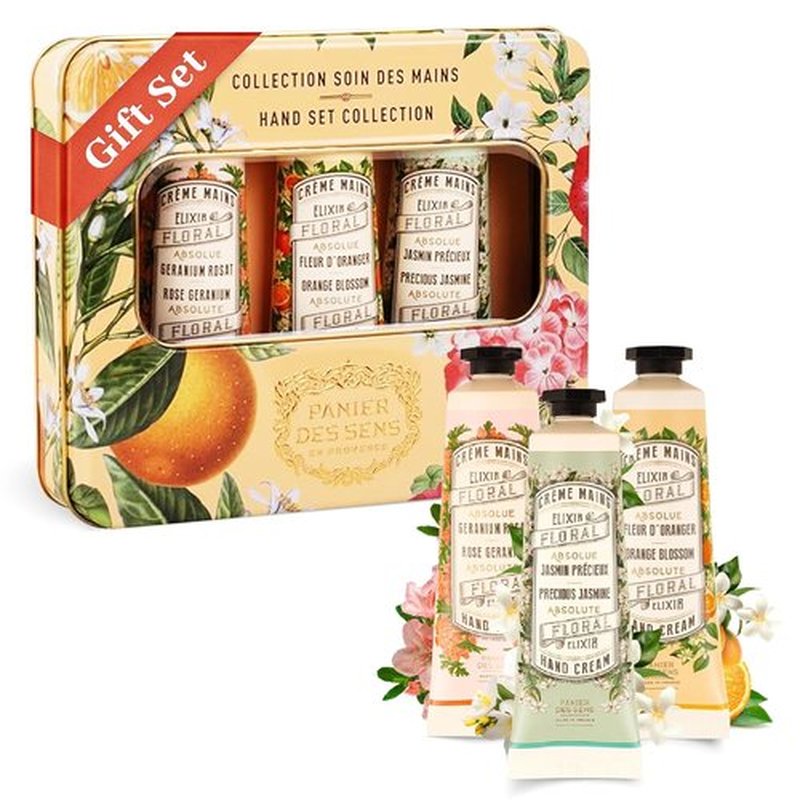 Panier des Sens - Mini Hand Cream Set - 96% Natural Travel Size - Orange Blossom, Jasmine & Geranium - Perfect Mother's Day Gift