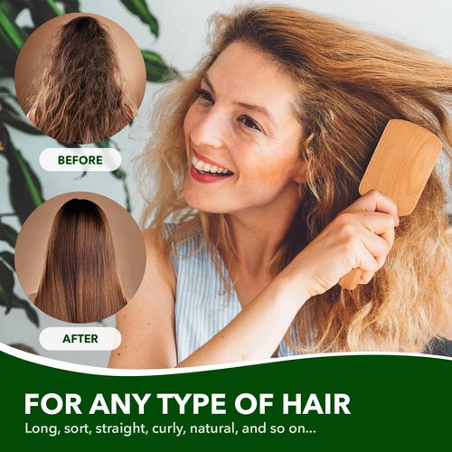 Hair brush for Men and women,Wet Brush with Wooden Handle, Curly Hair brush, Air Cushion Brush, Wooden Paddle for Thick/Thin/Fine, Wet & Dry Styling, Square Large brush