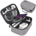 sisma Travel Electronics Organizer Small Carrying Case for Cables Phone Chargers USB Plugs Power Cords Earbuds Adapter Tech Accessories Pouch -Grey