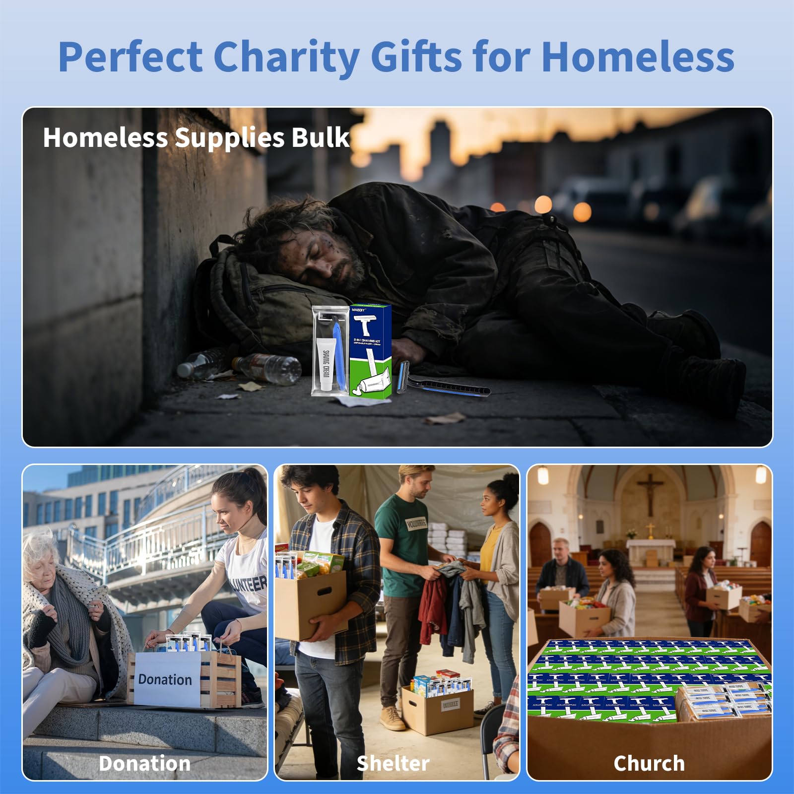MAGDIY Shaving Kit Bulk 120 Pack, Shaving Cream Disposable Razors Bulk for Men, Twin Blade Razors Travel Size Cream, Individually Wrapped Toiletries for Homeless Travel Hotel Airbnb Donation Church