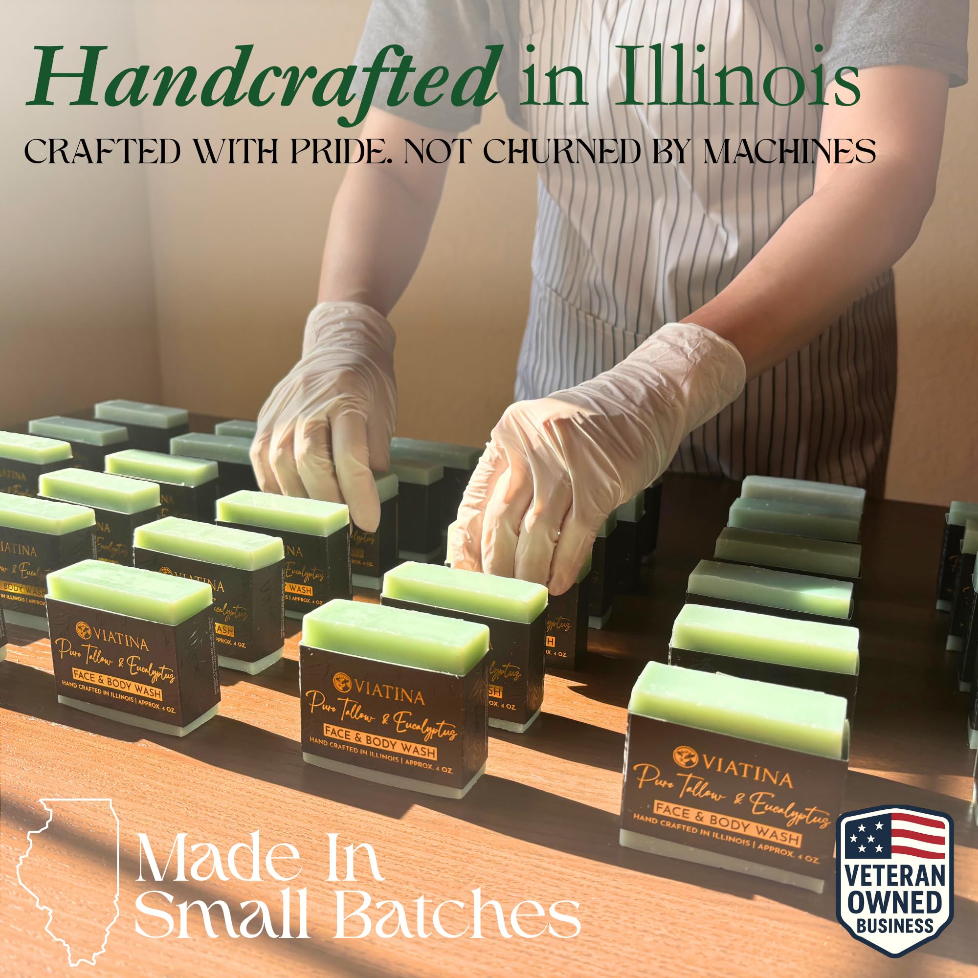100% Beef Tallow Soap Bar Grass Fed - Natural Tallow Soap Bar for Women & Men - Eucalyptus Beef Tallow Soap - Handmade Grass Fed Tallow Soap made in USA - 2 Pack
