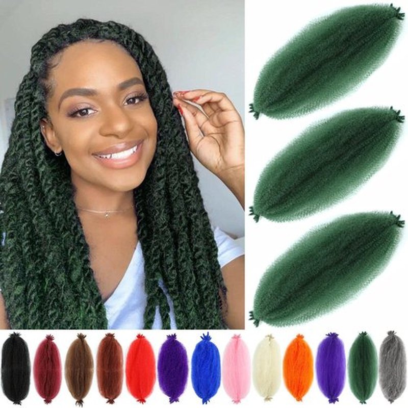 Dark Green Afro Twist Hair 12 Inch Green Marley Braiding Hair Springy Afro Twist Wrapping Hair Afro Kinky Curly Hair Extensions (12 Inch (Pack of 3), D-Green#)