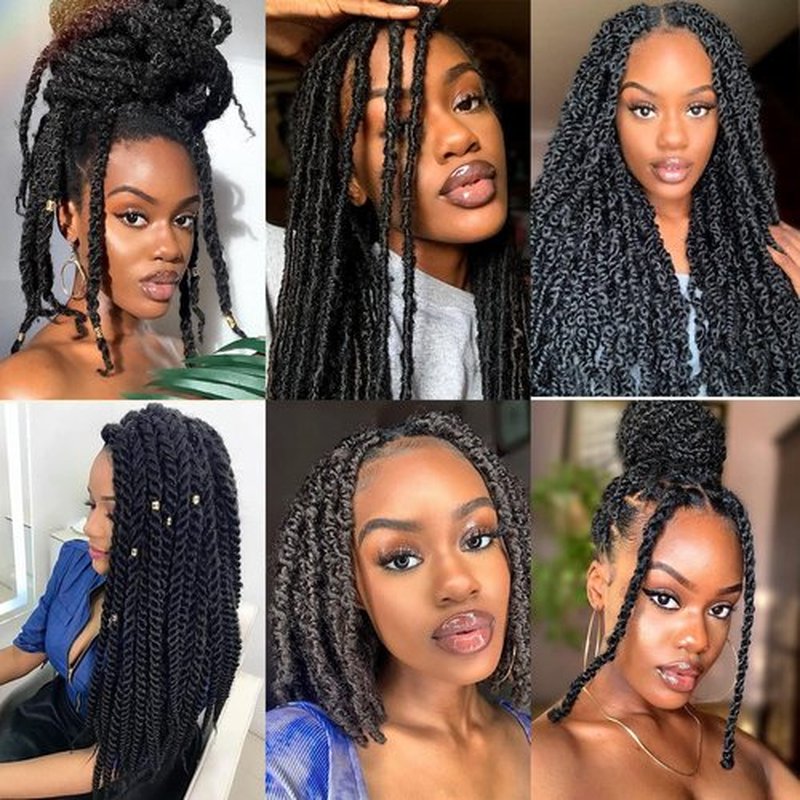 Springy Afro Twist Hair 12 Inch 3 Packs Pre Fluffed Marley Twist Braiding Hair for Black Women (12 inch, 4#)