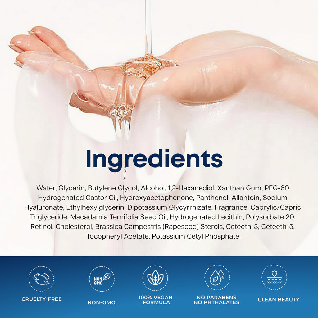 Clear Beauty Sheet Mask with Hyaluronic Acid & Retinol – Hydrating & Anti-Aging Formula For Dry, Dull, Wrinkled Skin – Dermatologist Tested, Korean Skin Care – Vegan Clean Beauty – 5 Sheets