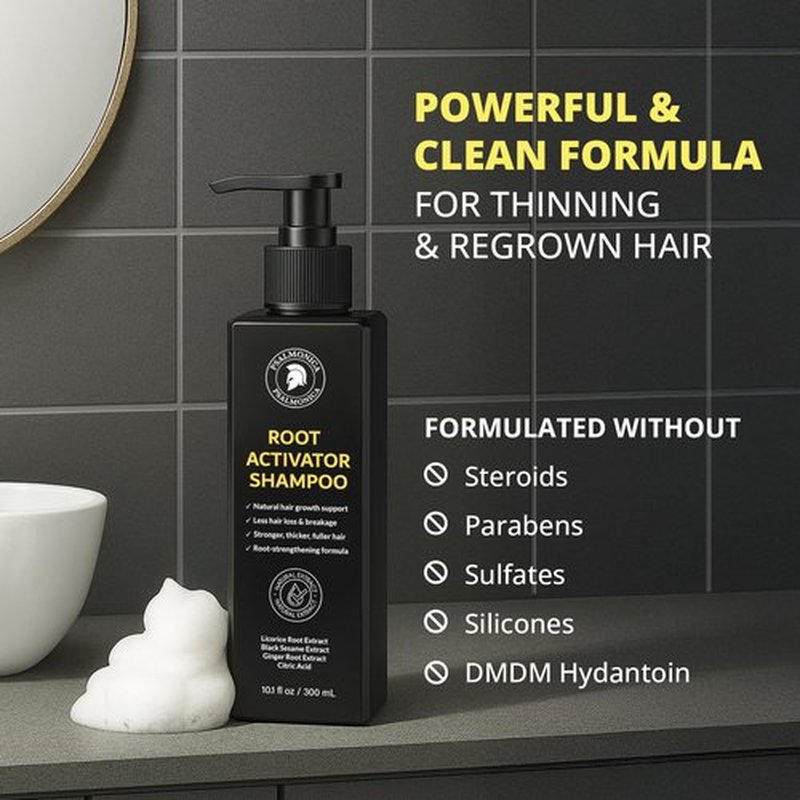 Root Activator Shampoo for Men: Made In USA - Hair Growth Shampoo for Hair Loss and Thinning Hair - Hair Loss RegrowthTreatments for Women Men (Herbal Blend Scent)