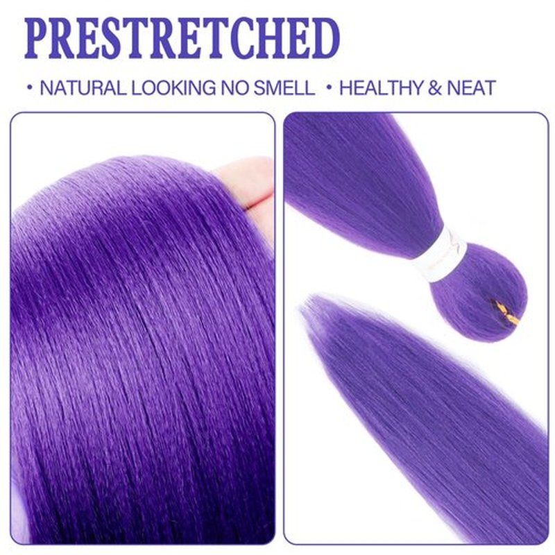 Beyond Beauty Long Purple Braiding Hair 30 Inch, Pre Stretched Synthetic Braiding hair for Braids,2 Packs Purple Extensions for Stage Party Halloween Costume Cosplay