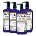 Dr Teal's Body Wash - Pure Epsom Salt & Coconut Oil for Relaxation | 24 Fl Oz (Pack of 4)