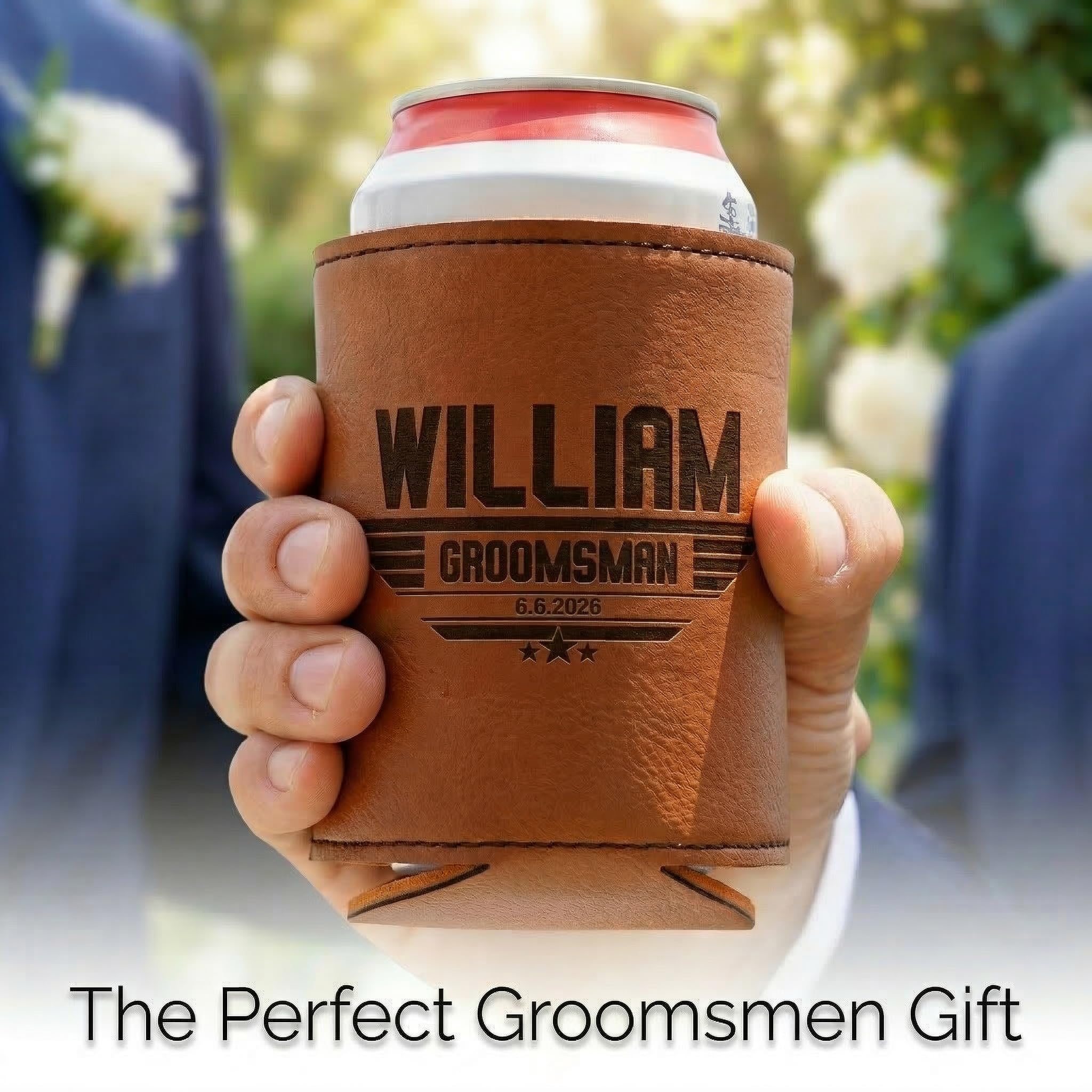 Personalized Groomsmen Gift Can Cooler - Custom Groomsman Gifts - Personalized Wedding Can Cooler - Can Sleeve Gifts - Beer Can Holder Wedding Favors