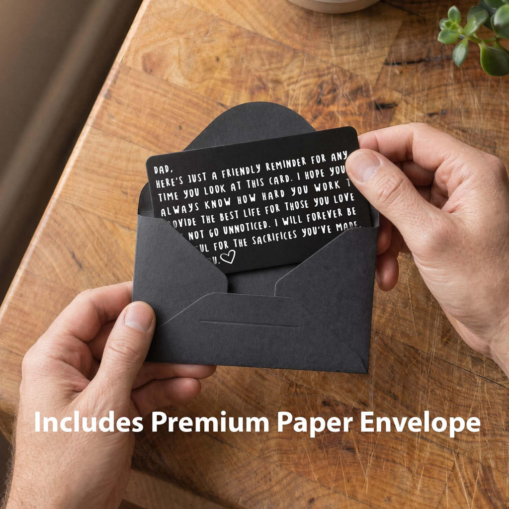 Red Dot Laser Engraving Wallet Card for Dad – Father's Day from Son or Daughter for the Best Dad Ever - Voted Most Meaningful and Unique Gift for Fathers - Gift Ready, Engraved