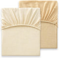 Bailix Heavyweight Muslin Baby Crib Sheets - 2-Pack Neutral Fitted Sheets | Soft 100% Organic Cotton (52"x28", Cream & Coffee)