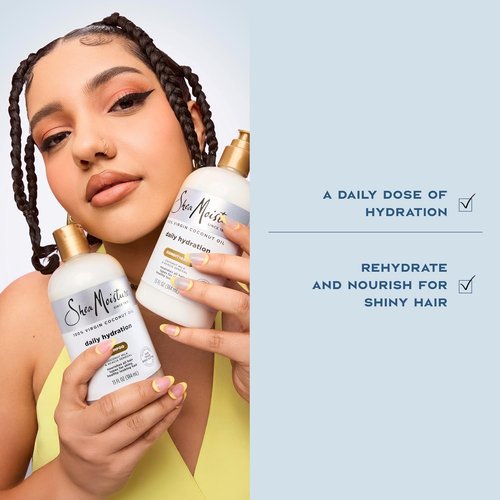 Shea Moisture Daily Hydration Shampoo - Virgin Coconut Oil for All Hair Types | Sulfate-Free, 13 oz