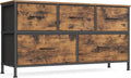 SONGMICS Dresser - 5-Drawer Storage Organizer Unit in Rustic Brown & Ink Black | Stylish Bedroom Chest