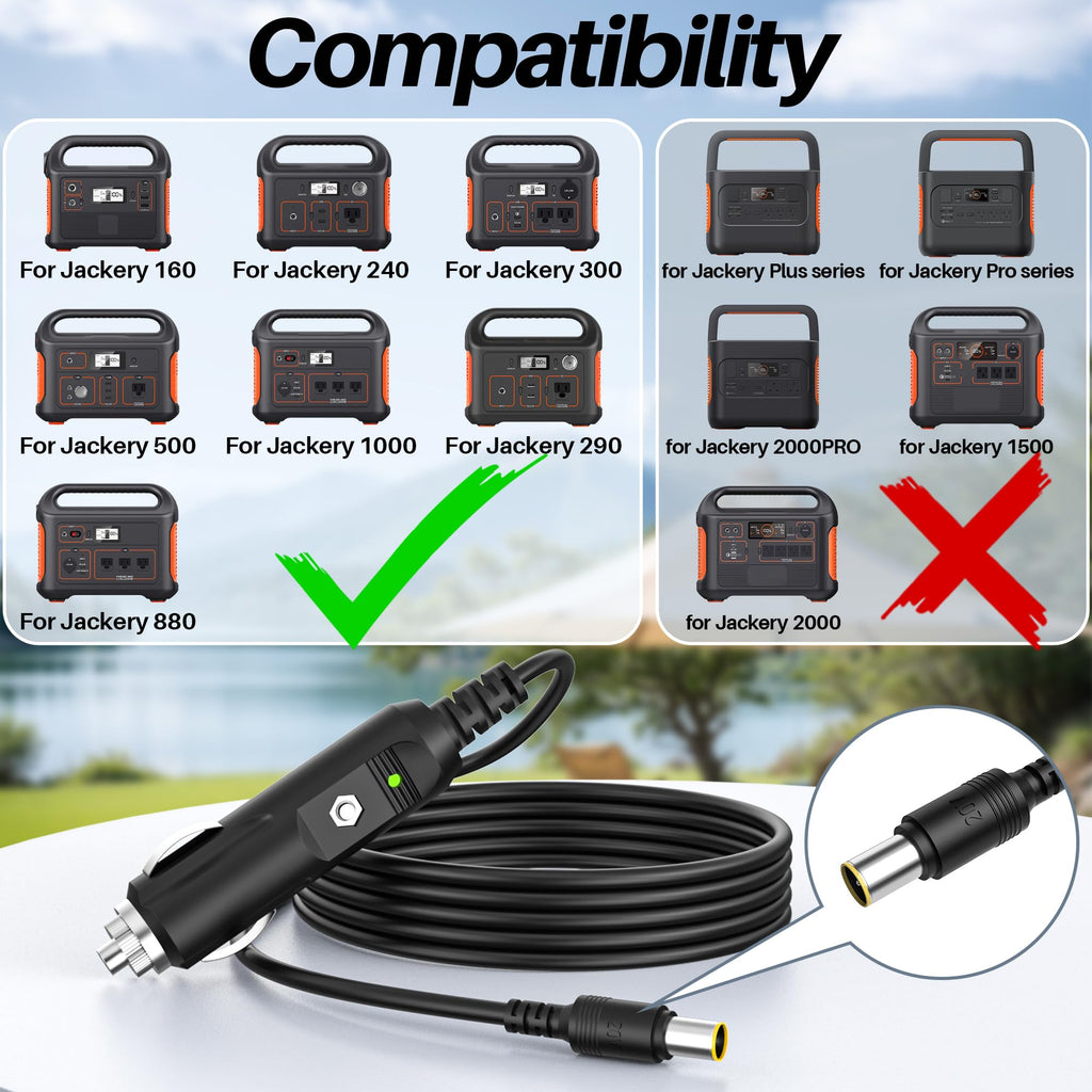Charger for Jackery Portable Power Station Explorer 12V-24V Car Charger