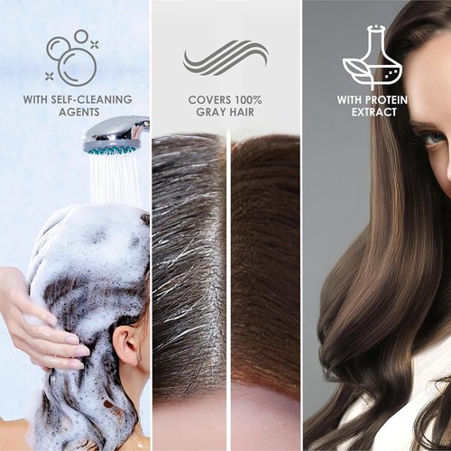 Skiennix Professional Coloring Kit - Permanent Hair Dye for Gray Coverage | 6.71 Dark Blonde Ash Brown + Reviving Shampoo & Conditioner Set