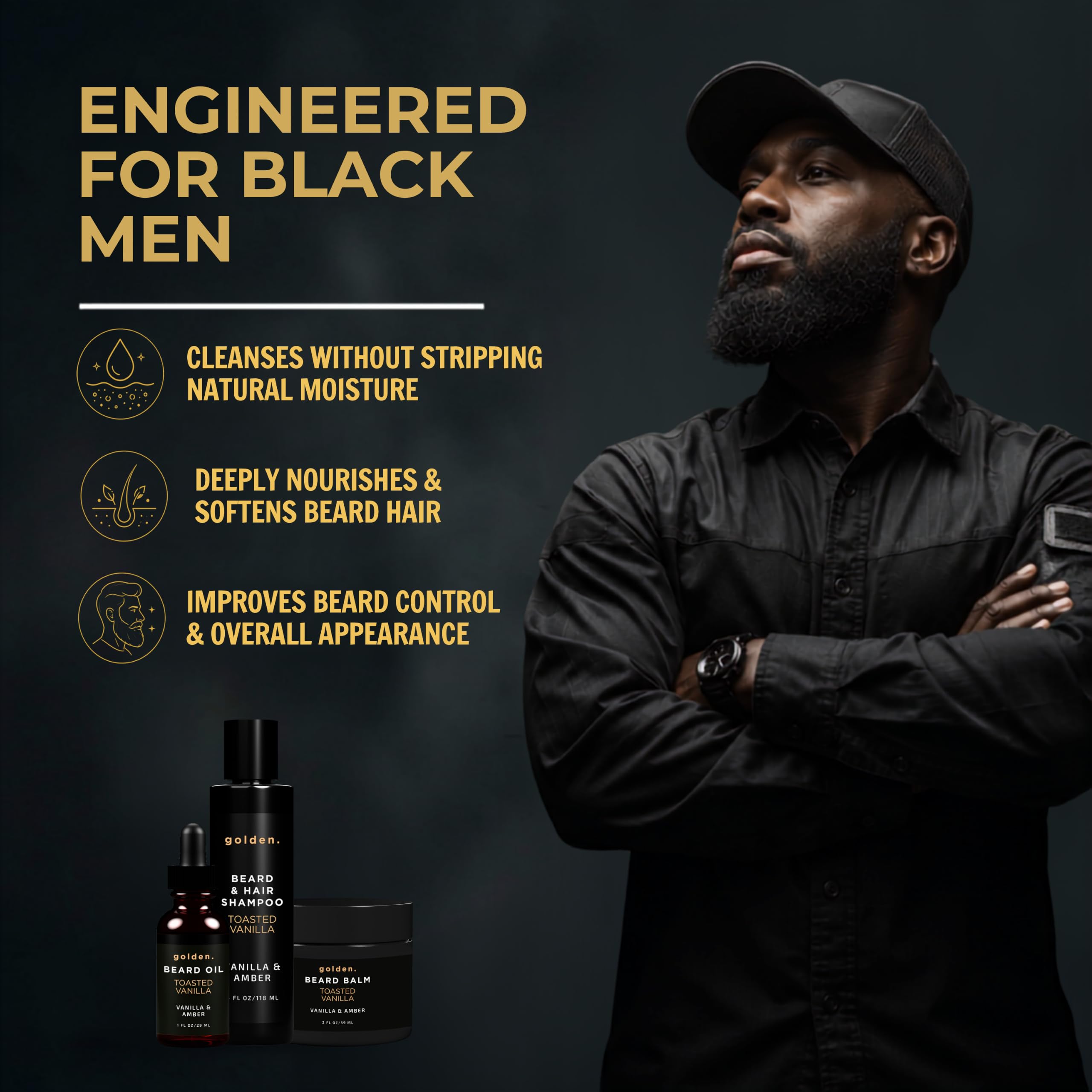 Golden Grooming Beard Oil for Men - Natural Beard Conditioner with Sweet Almond, Golden Jojoba & Argan Oil - Hydrating Beard Softener with Vitamin E - Toasted Vanilla, 2oz