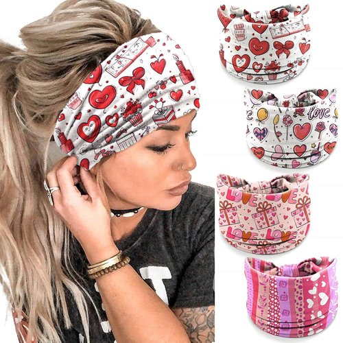 IDDFEVE 4Pcs Valentine's Day Headbands for Women - Heart Love Holiday Hair Bands, Festive Gift Hair Accessories(Balloon)