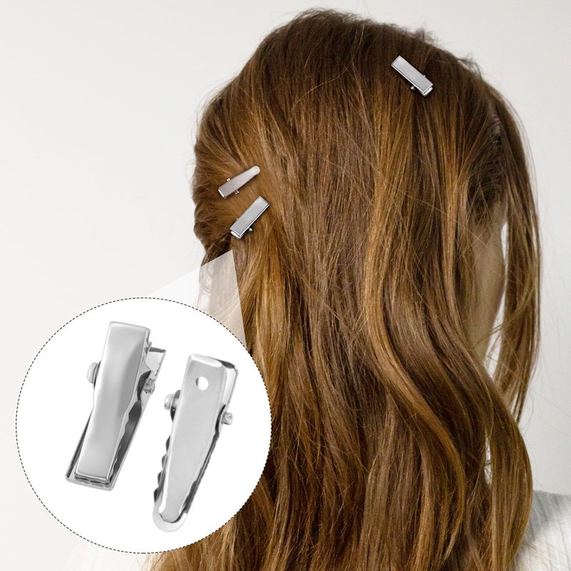 YALOJE 200pcs Metal Alligator Hair Clips, 2 Sizes Small Crocodile Hair Clips, Alligator Barrettes Accessories for Women DIY Crafts, Hair Bows, Arts - Silver, 2.4cm, 2cm