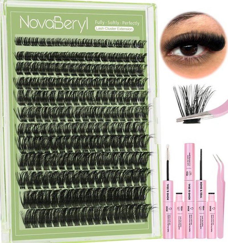 Extra Thick Lash Clusters Kit 100D Eyelash Clusters 3D Lash Clusters Fluffy Volume D Curly Eyelash Extensions Kit Volume Eyelash Clusters Kit 10-18mm Lash Bond and Seal Lashes Clusters Kit