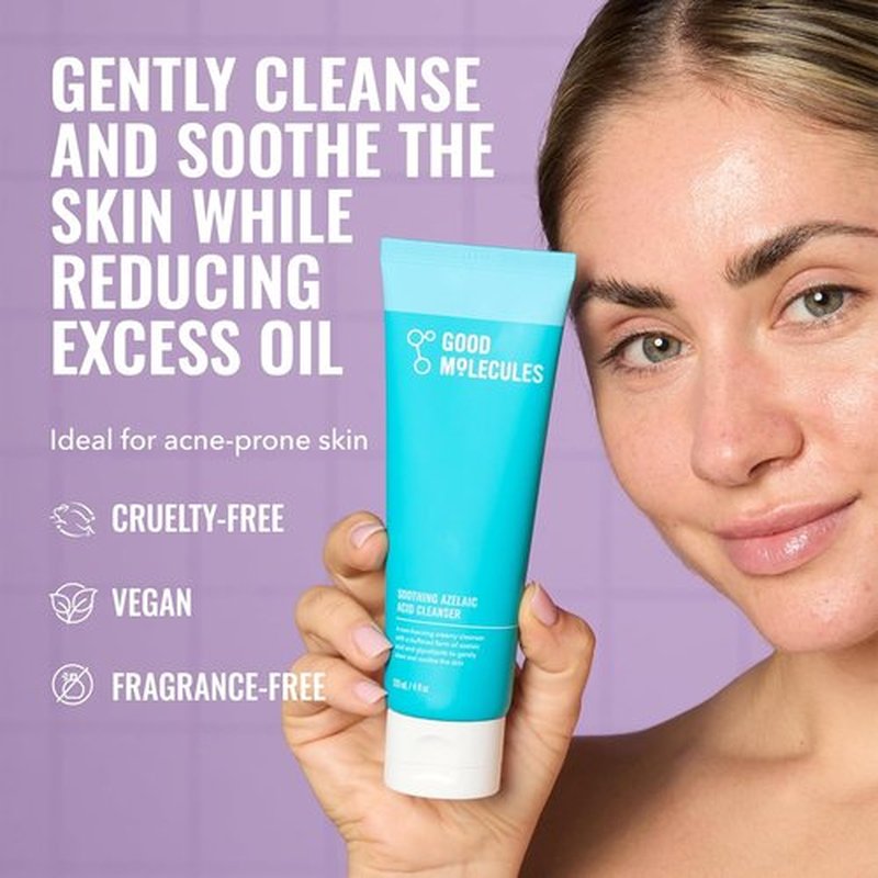 Good Molecules Soothing Azelaic Acid Cleanser - Gentle Non-Foaming Face Wash for Oily & Sensitive Skin - 120 ml