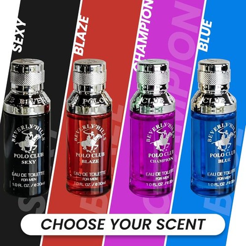 Beverly Hills Polo Club Men's Cologne Gift Set - 4 Premium Scents in Deluxe Tin Box | Perfect Travel Collection