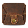 CestAntiQ Leather Coin Pouch | Handmade Full Grain Brown Coin Purse for Men & Women | 3x3 in Vintage Change Holder | Compact Mini Wallet with Snap | Rustic EDC Pocket Ring Pouch Gift for Christmas