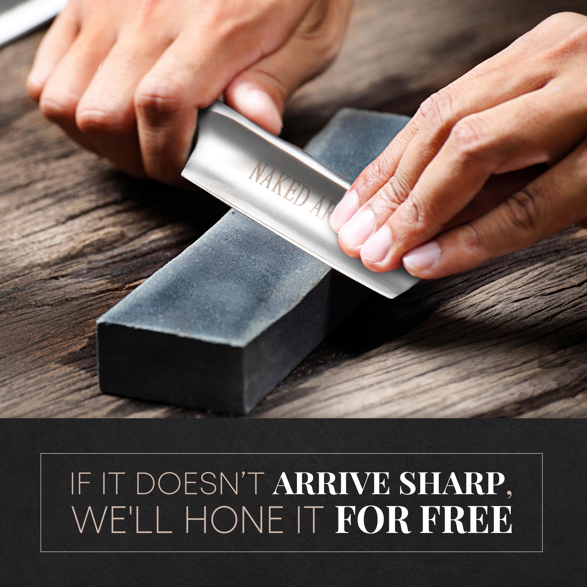 Naked Armor Safir Straight Razor for Men — Shave Ready 7/8" Barber's Notch Japanese Stainless Steel Straight Edge Razor, Sandalwood Scale, Beard Shaping, Leather Case & Gift Box Included