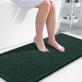 OLANLY Bathroom Runner Rugs - Soft Absorbent Chenille with Rubber Backing | 47x24, Quick Dry, Blackish Green