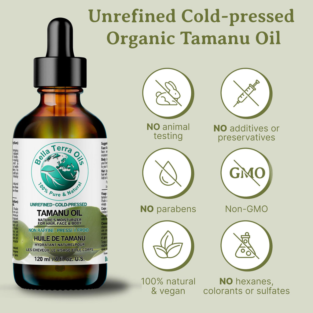 Bella Terra Oils - Natural Tamanu Oil 16 oz - Harness the Power of Nature, Infused with Stearic Acid & Calophyllolide, Perfect Choice for Luxurious Skin Nourishment