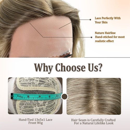 GUOJIAN Long Wave Wig 26inch Ombre Ash Blonde 13x5x1 HD Lace Front Synthetic Wavy Wigs For Women Heat Resistant Curly Wig for Cosplay Halloween Daily Use