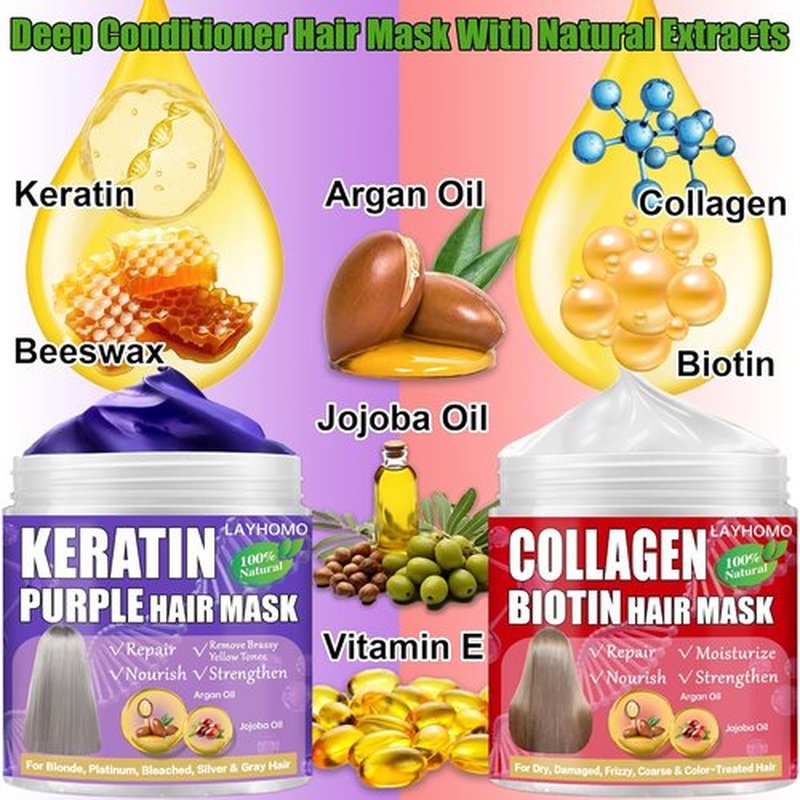 **Skiennix Keratin Hair Treatment - Purple Hair Mask for Brassy Blonde & Platinum Hair | Deep Conditioner with Biotin & Argan Oil**