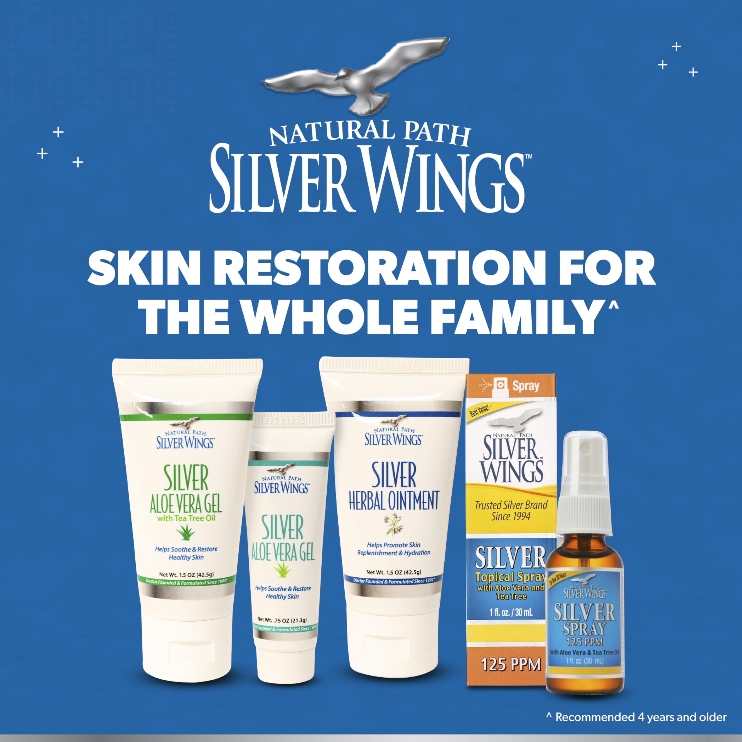 Natural Path Silver Wings 250ppm Silver Herbal Ointment - Nourishing and Moisturizing Skin Care 1.50oz