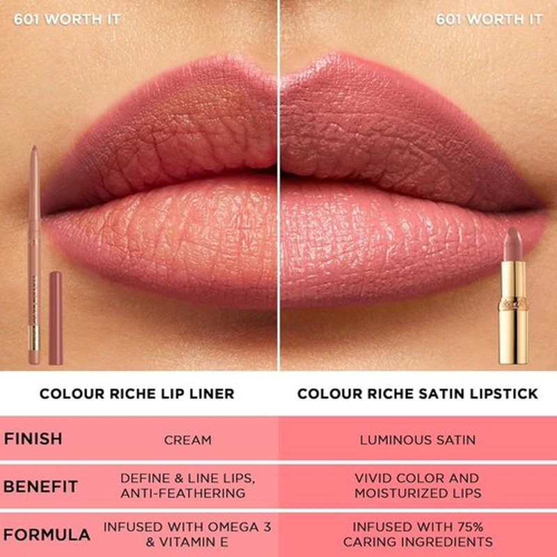 L'Oreal Paris Colour Riche Lip Liner - Creamy Formula with Omega 3 & Vitamin E | 782 Toffee To Be (Warm Deep Brown)